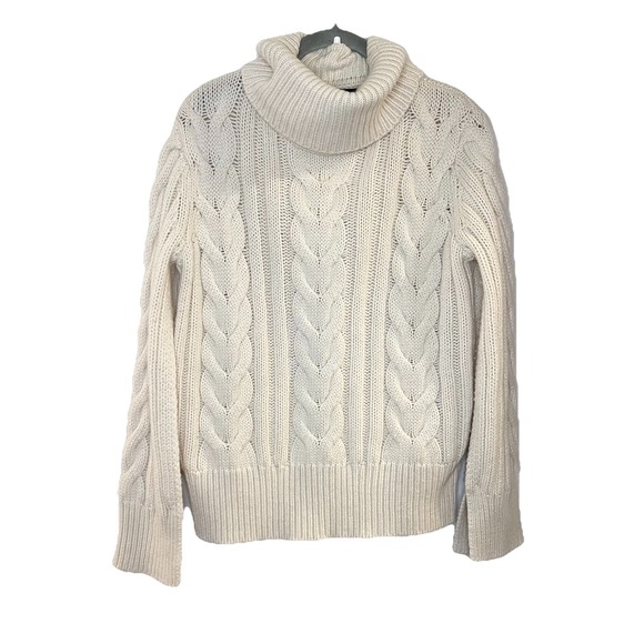 Banana Republic Merino-Cashmere Split-Sleeve Sweater Ivory Cowl Neck 773920 XS - Picture 2 of 9